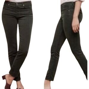 AG Adriano Goldschmied Stevie‎ Ankle Slim Straight Velvet Pants Charcoal Grey 25